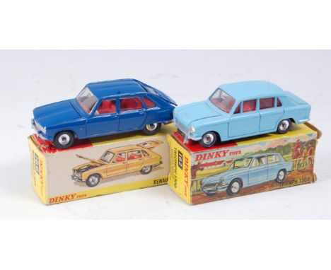 A Dinky Toys boxed saloon group to include No. 162 Triumph 1300 comprising light blue body, red interior and spun hubs (VG,BG