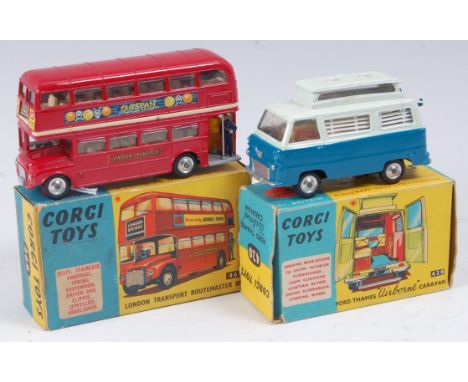 A Corgi Toys boxed diecast group to include No. 420 Ford Thames Airborne Caravan, comprising light blue and dark blue body wi