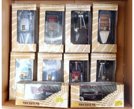 Ten various boxed Ixo models 1/43 scale diecast vehicles to include Mercedes Benz 540K 1938, Duesenberg SSJ 1933, and a Pierc