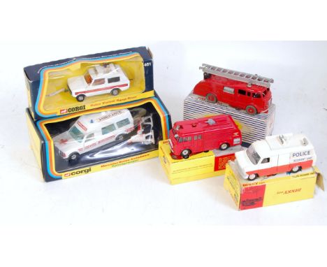 Five various boxed Dinky Toys and Corgi Toys emergency services related diecast vehicles to include Dinky No. 276 Airport Fir