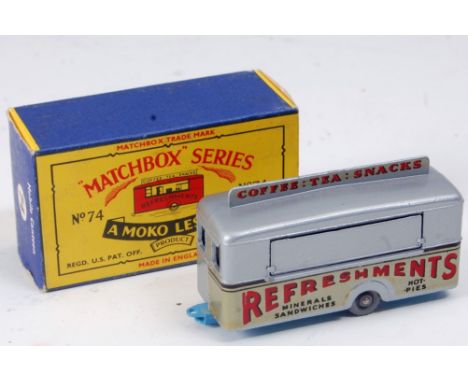 A Matchbox 1-75 Series No. 74A Mobile Refreshments Canteen comprising silver body with light blue base plate and grey plastic