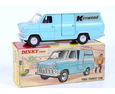 Dinky Toys, 407 Ford Kenwood transit van, light blue and white body, red interior, promotional model, some playwear in origin