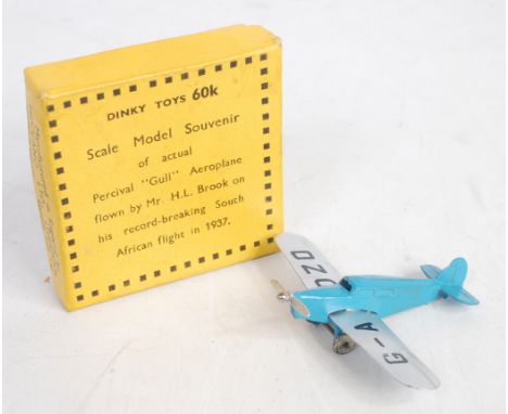 A Dinky Toys No. 60K Percival Gull single engine aeroplane as flown by Mr HL Brook on his record-breaking South African fligh