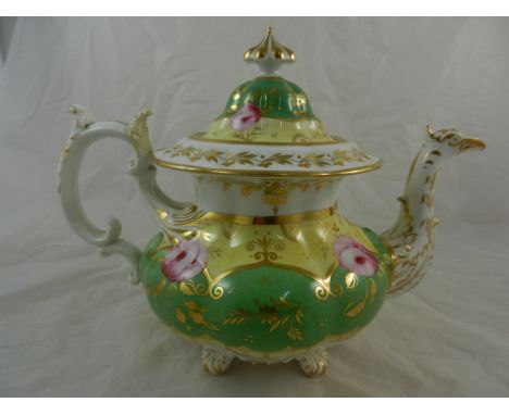 Three Hilditch bone china teapots, one heavily restored, numbered 302in gilt, two without lids, the larger one numbered 1183 