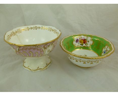 An H & R Daniel porcelain slops bowl, first gadroon shape, variation A, decorated with an apple green band, gilt detail and c