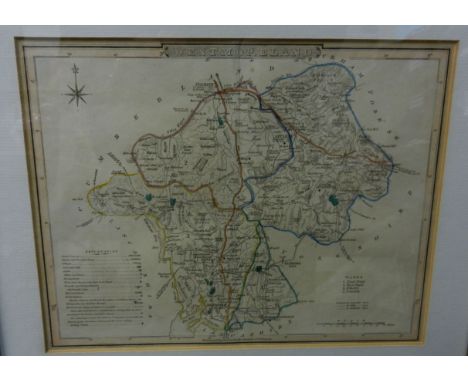 'Westmorland', by G Cole and engraved by J Roper, issued alongside other county maps between 1804-1810, hand coloured, 18cm x