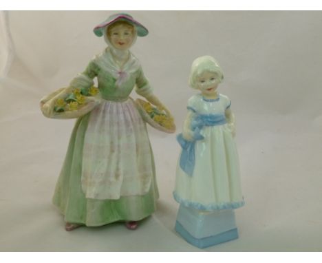 A Royal Worcester figure, 'Mondays Child is Fair of Face', number 3257, 17cm high, a Royal Doulton figure 'Daffy-Down-Dilly' 