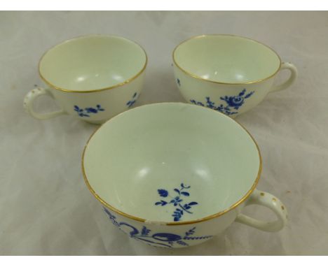 Three Worcester porcelain teacups decorated with flower sprays possibly by James Giles, c.1760, unmarked, a similar example i