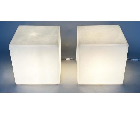 LIGHT CUBE SIDE TABLES, a pair, cube perspex internally lit, 45cm x 45cm x 45cm. (2) 