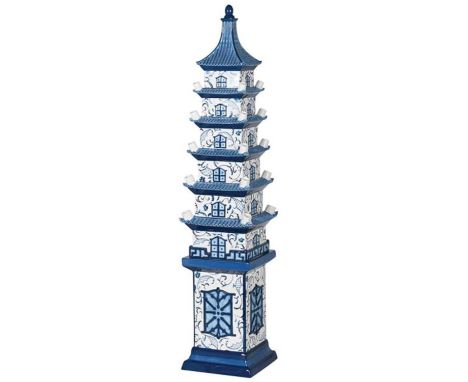 DELFTWARE STYLE PAGODA TULIP VASE, 90cm high, 20cm wide. 