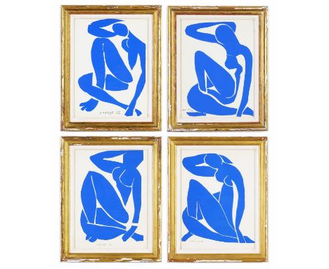 HENRI MATISSE, a set of four, Blue Nudes in vintage gilt frames Nu Bleu VI, Nu Bleu III, Nu Bleu XII, Nu Bleu IX, signed in t
