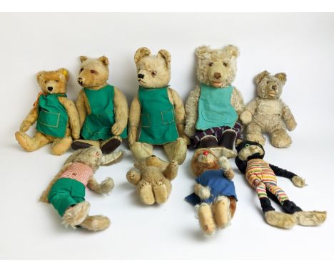 A COLLECTION OF ASSORTED TEDDY BEARS, including five Steiff plus four various others, 1930's and later, including one with a 