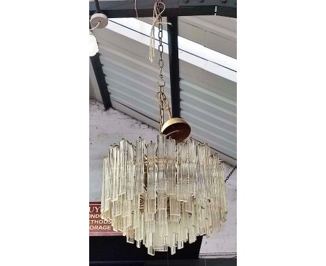 CHANDELIER, vintage mid 20th century gilt metal frame, glass drops, 45cm drop not including fittings. 