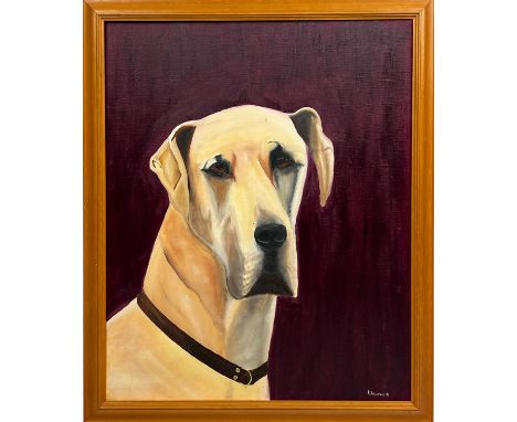20TH CENTURY BRITISH SCHOOL, 'Great Dane', oil on canvas, signed R. Allwood 88, framed, 55cm x 44cm. 