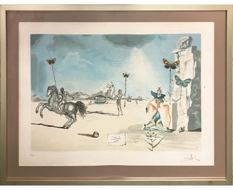 SALVADOR DALI, 'Les Papillons', lithograph, 49cm x 66cm, with blind stamp, signed in pencil, framed. 