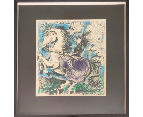 PABLO PICASSO, 'Jacqueline sur un cheval blanc', lithograph on vellum 51cm x 36cm, framed. 