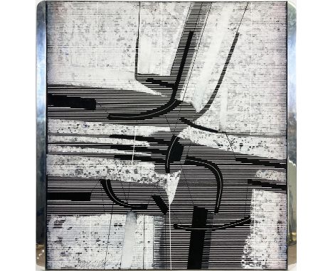 PAUL E MAXWELL (1925-2015, USA) 'Abstract', acrylic on canvas laid on board with aluminium edge, 91cm x 81cm, signed and date