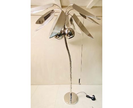 PALM TREE FLOOR LAMP, silver finish, raised on a circular base, 190cm high, 115cm diameter 