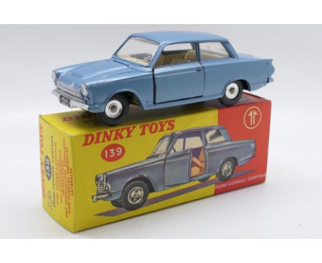 Dinky Toys - A boxed Dinky Toys #139 Ford Consul Cortina. The model in metallic blue body with fawn interior, black steering 