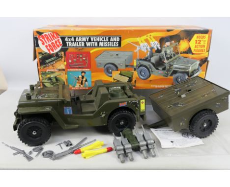Sunny - Strike Force - A large boxed 4 x 4 Army Jeep &amp; Trailer with missiles. The pin has broken of the tow hook on the J