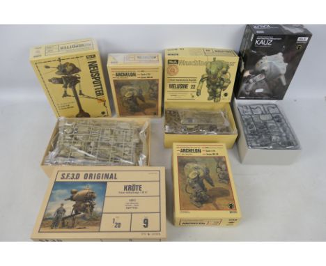 Wave Corporation - Maschinen Krieger - 3Q - Model Kits. A selection of Six unassembled M.K 3Q model kits appearing in NM cond