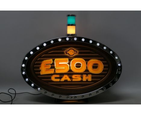 Game Soft - £500 Cash - Fruit Machine Sign. A working Game Soft £500 Cash Fruit Machine light up sign appearing in Excellent 