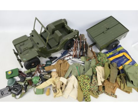 Palitoy - Cherilea - An unboxed Cherilea Amphibious Jeep & Trailer with a collection of loose Action Man related clothing, ac