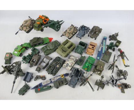 Matchbox - Britains - Corgi - A playworn collection of diecast military vehicles in various scales. Lot includes Corgi Tiger 