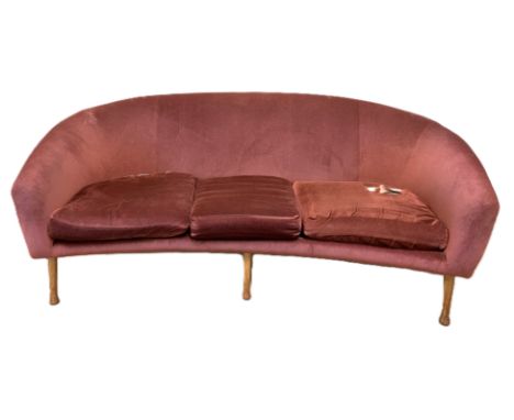 A vintage lounge suite, including three seater concave sofa 74 x 180 x 95 cm, and two easy chairs, (3).