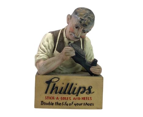 A counter top advertisement model. Phillips Stick-A-Soles and Heels, impressed Bertex to the base, height 30cm.The head has c