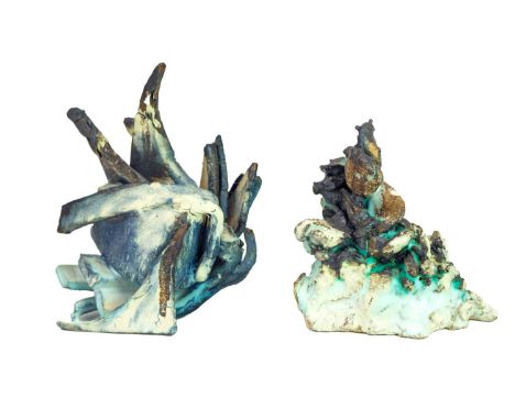 Paula Downing (1948).  Two ceramic sculptures 'Crystal', height 11cm and 9cm (2).  Mollie & Graham met in Wimbledon in 1978. 