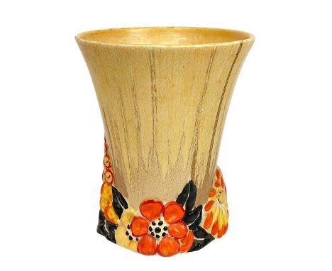 A Clarice Cliff My Garden pattern shape 675 vase. Bizarre Newport Pottery marks, height 17cm.