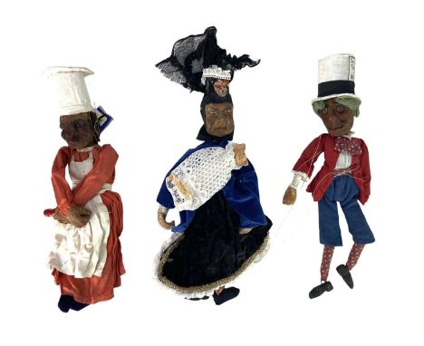A remarkable group of seven folk art Mad Hatter's Tea Party puppets.  Made by Kath Gibbons, on Tresco, Isles of Scilly, in th