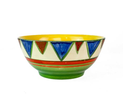 A Clarice Cliff Original Bizarre pattern bowl. Newport Pottery marks, diameter 18cm.