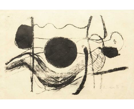 Roger HILTON (1911-1975)  Reclining Nude (1972).Lithograph, signed in pencil, numbered 9/10 and dated '72, 37X54.5cm, framed 