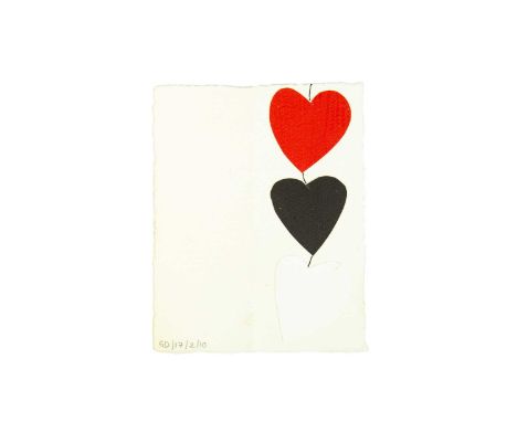 Sir Terry FROST (1915-2003) Christmas card 1993.   Black, red and white heart collage design, personally inscribed and with a