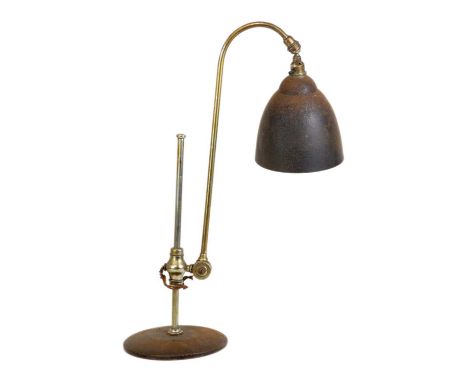 A Supreme Adapt-O-Lite adjustable desk lamp. With painted metal shade, on a weighted base, height 56cm.