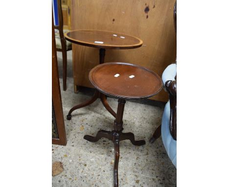 Two small mahogany wine tables on tripod bases