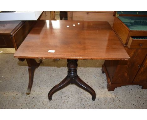 19th Century mahogany flip top pedestal table on turned column and tripod base