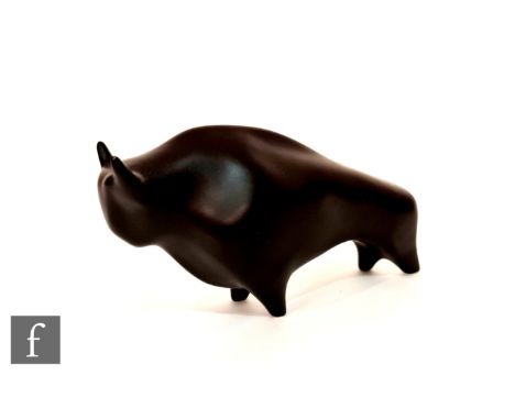 Colin Melbourne - Midwinter - A 1950s bison, model 1468, glazed in black, unmarked, length 12cm. 