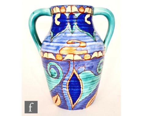 Clarice Cliff - Inspiration Persian - A twin handled Lotus jug circa 1930, hand painted with a Persian inspired abstract patt