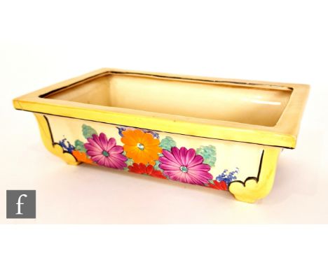 Clarice Cliff - Gay Day - A shape 347 flower trough circa 1930, hand painted with panels of stylised flowers and foliage with