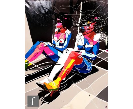 Cedrix Crespel (B. 1974) - 'Regarde', oil and enamel on canvas, signed, titled and dated 2008, verso, unframed, 146cm x 114cm