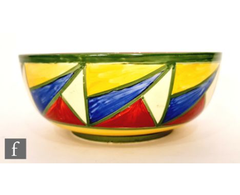 Clarice Cliff - Original Bizarre - A large Holborn fruit bowl circa 1928, hand painted with a band of repeat panels of triang