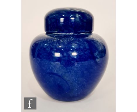Monart - A 1930s Monart Glass ginger jar, shape Z, of shouldered ovoid form with collar neck and domed cover, decorated with 