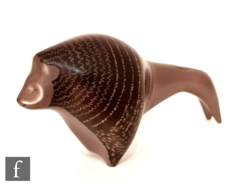 Colin Melbourne - Beswick - A 1950s lion, model 1419, in a grey brown with painted detailing, printed signature mark, length 