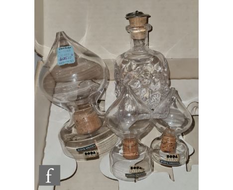 Bertil Vallien - Boda - A post war boxed glass condiment set, comprising sugar, salt and pepper, the clear glass bodies all o