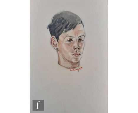 Albert Wainwright (1898-1943) - Portrait study of Edwin Jefferson as a young boy, bust length, watercolour, signed, inscribed