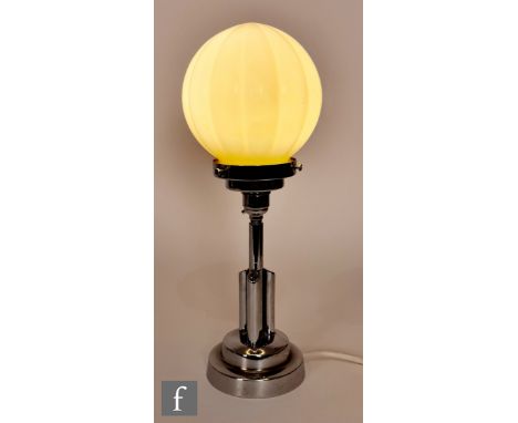 Unknown - A 1930s chrome plated table lamp, the stepped circular base extending to tubular stem and stepped concentric mount,