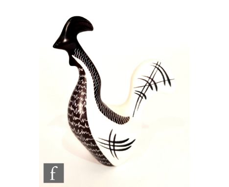 Colin Melbourne - Beswick - A 1950s cock, model 1416, in black and white, printed mark, height 13cm. 